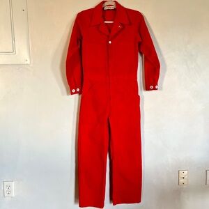 Big Bud Press Long Sleeve Everyday Jumpsuit in Mustang Red, size XS.